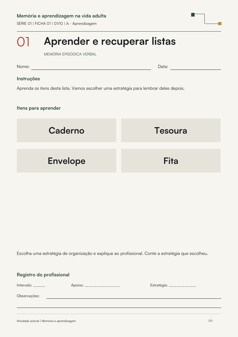 Exemplo real de ficha de apresentação de lista